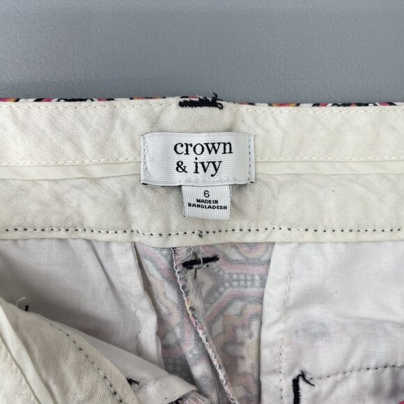 Crown And Ivy Shorts Stretch Geometric Multicolor Womens 6 - Picture 6 of 10